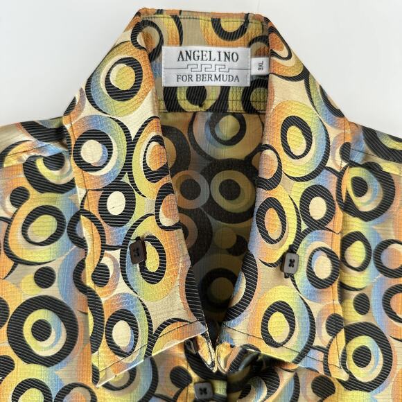 Angelino Bermuda Shirt Mens 3XL Psychedelic Abstract Disco Funky Rave 70s Collar - Picture 2 of 11